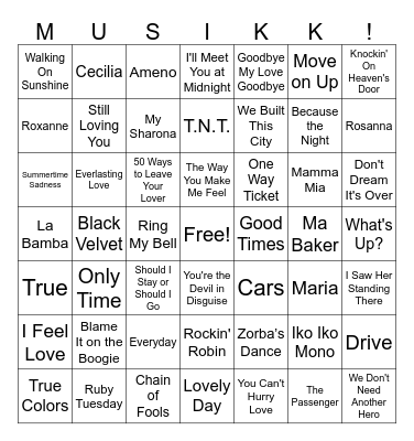 Vinstogo Musikkbingo 9 Bingo Card
