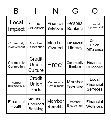 I LOVE My Credit Union Day! Bingo Card