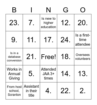 JAA 2024 Bingo Card