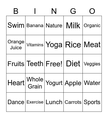 Health Bingo Card