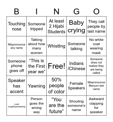 Maryum’s White Coat Bingo Card Bingo Card