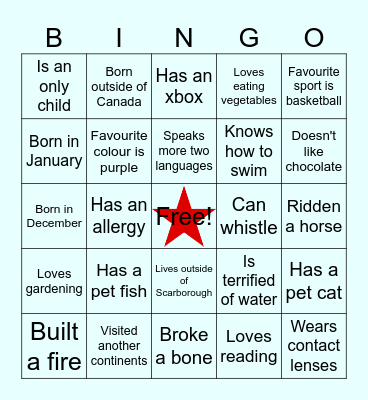 Human Bingo Card