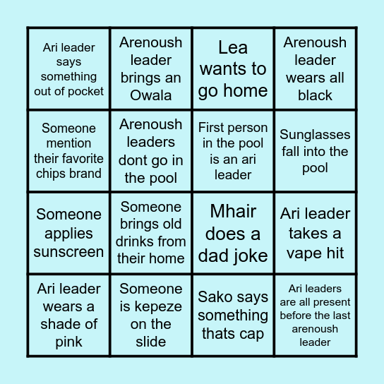 Ari & Arenoush Bingo Card