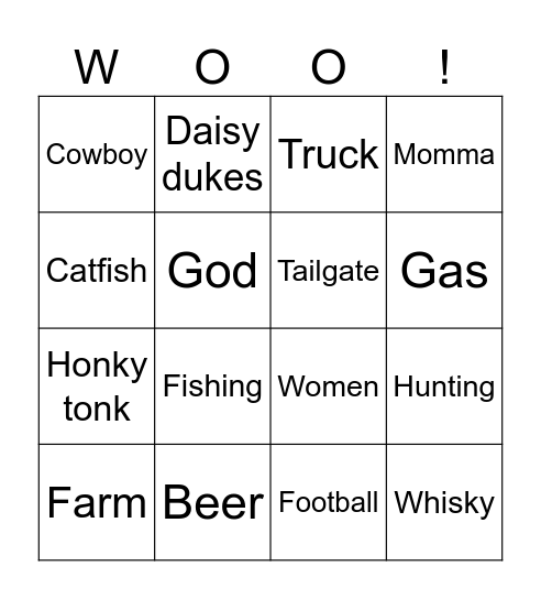 Country bingo Card