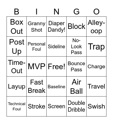 Chad's Favorite Basketball Lingo BINGO Card