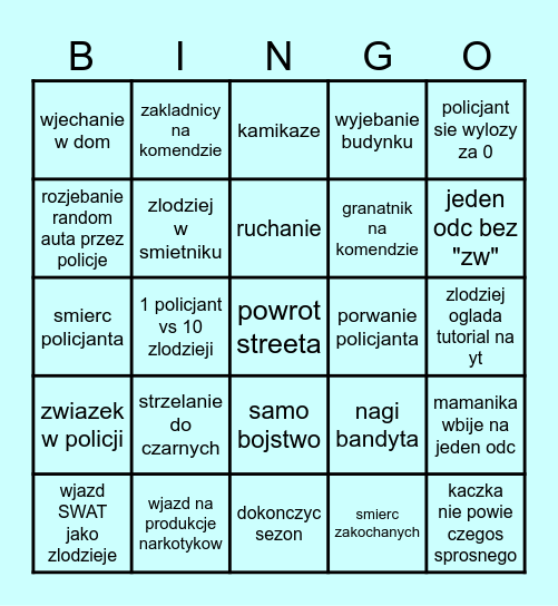 BINGO S.W.A.T Bingo Card