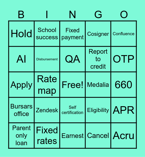 EARNEST Bingo Card