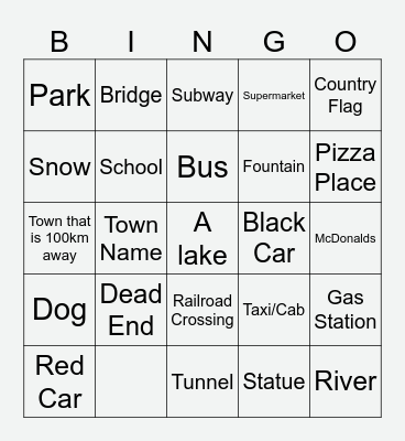 Geoguessr Bingo Card