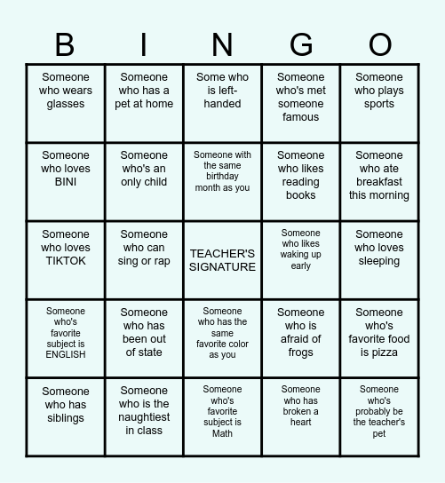 Human Bingo Card