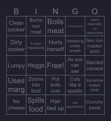 KAYS COOKING Bingo Card