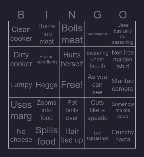 KAYS COOKING Bingo Card