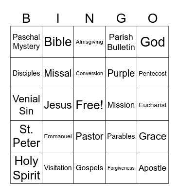 SUMMER CCD BINGO Card