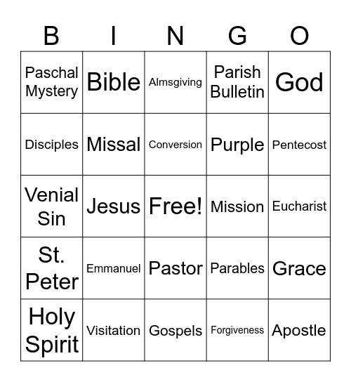 SUMMER CCD BINGO Card