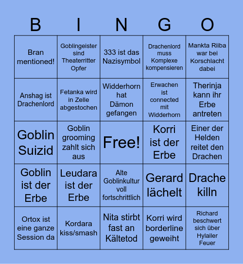 Blaues Buch Bingo Card