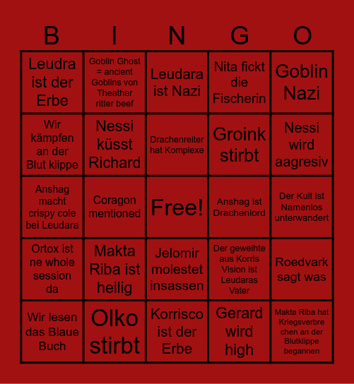 Blaues Buch Bingo Card