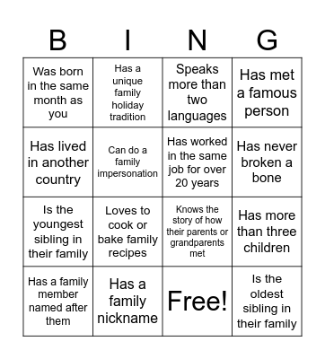 Rooted Family Reunion Bingo Card