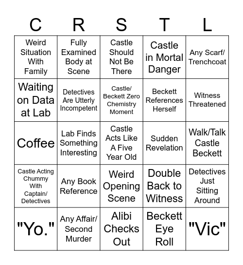 Crastle 2 Bingo Card