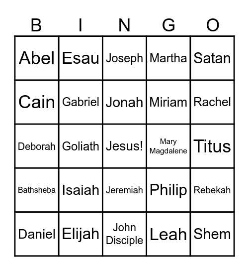 MBC Vacation Bible School Bingo Card