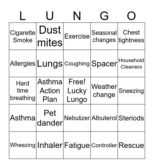 Lucky Lungo Bingo Card