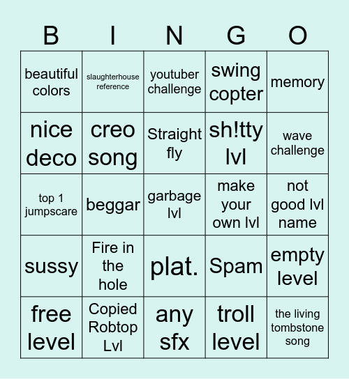 GDRT Bingo Card