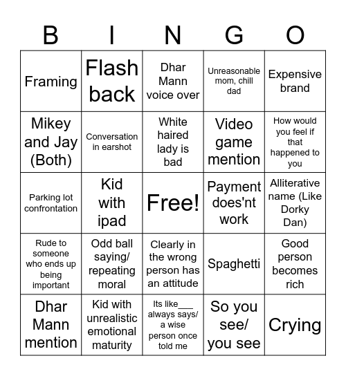 Dhar Dhar Bings Bingo Card