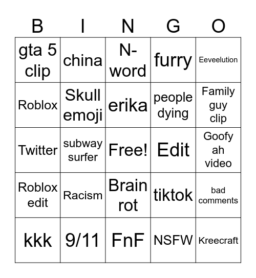 youtube short bingo board Bingo Card