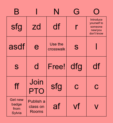 Back to School Bingo Card