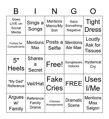 Mourning Mayhem Bingo Card