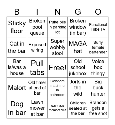 Tiny Town Tavern Tour Bingo Card