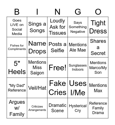 Mourning Mayhem Bingo Card