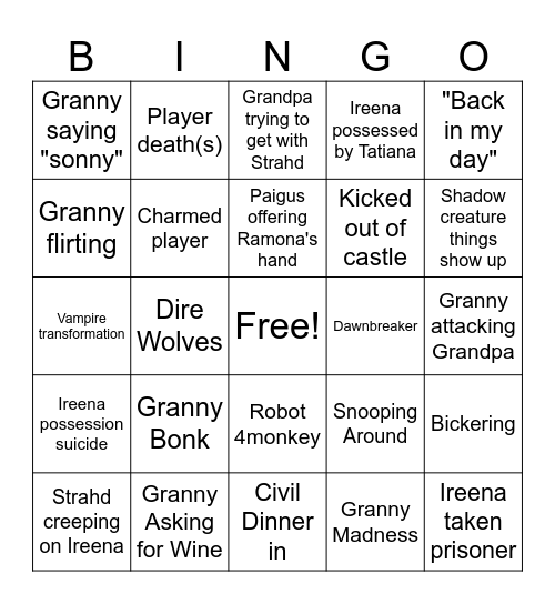 Stahd Bingo Card