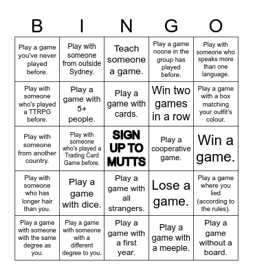 M.U.T.T.S O-WEEK Bingo Card