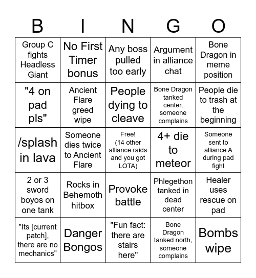 Labyrinth of the Ancient Bingo Card