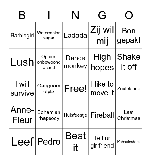 Groep 8 bingo Card