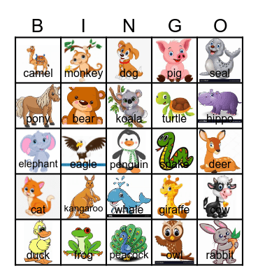 Animals! Bingo Card