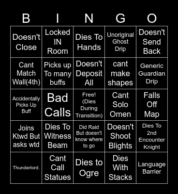 LFG Salvations Edge Bingo Card