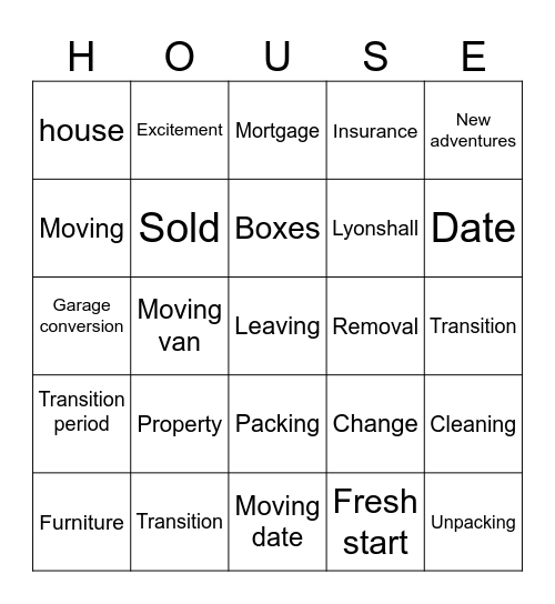 BINGO HOUSE Bingo Card
