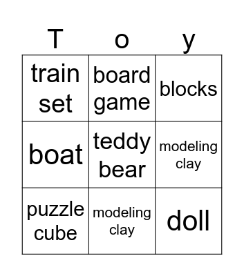 Toys Bingo Card