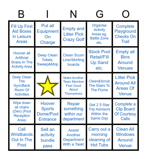 Activities and Leisure Bingo!! Bingo Card