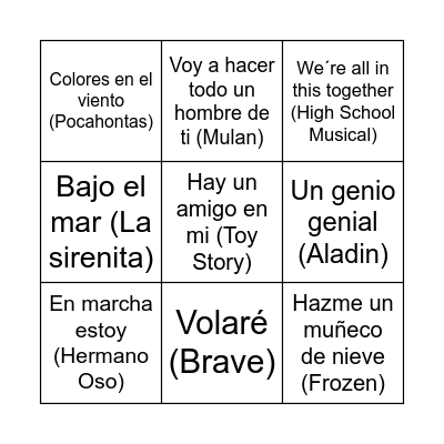 BINGO DISNEY Bingo Card