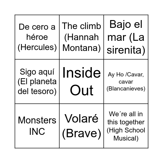 BINGO DISNEY Bingo Card