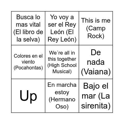 BINGO DISNEY Bingo Card
