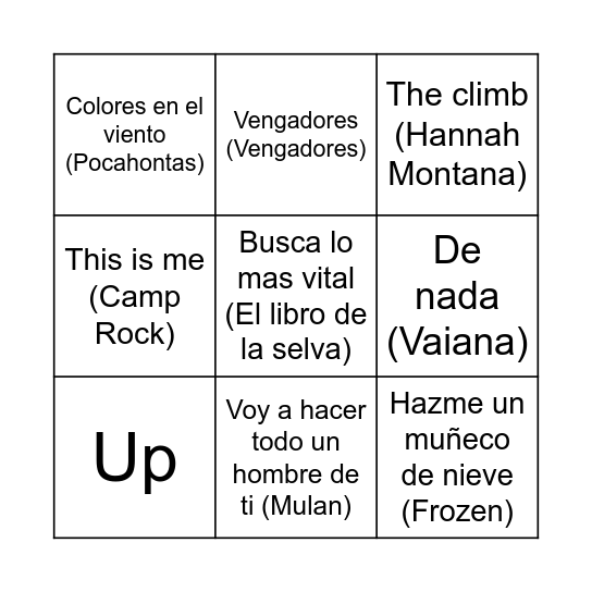 BINGO DISNEY Bingo Card