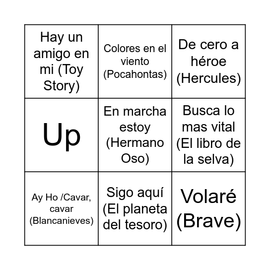 BINGO DISNEY Bingo Card