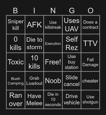 Warzone Bingo (ST) Bingo Card