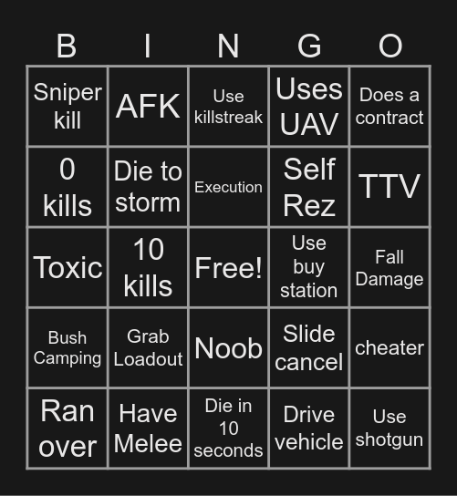 Warzone Bingo (ST) Bingo Card