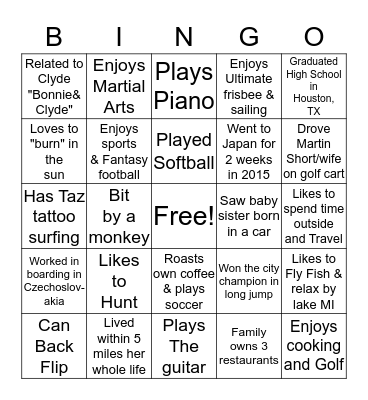 2016 Residency Bingo Card
