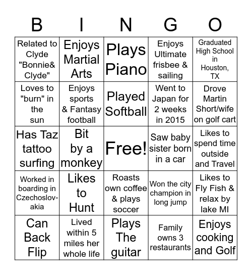 2016 Residency Bingo Card