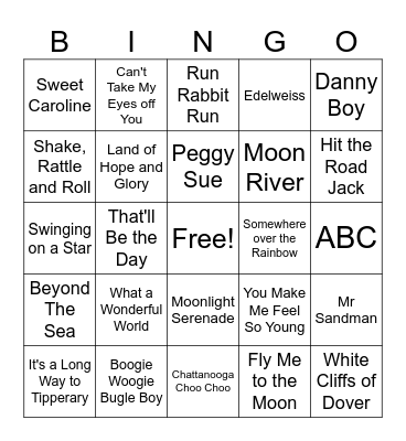 Musical Bingo Card