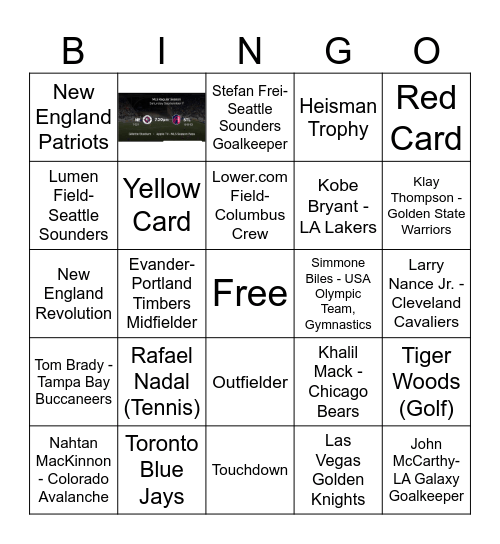 Sports Bingo Card